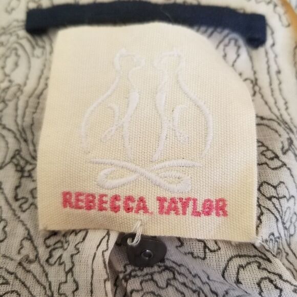 Rebecca Taylor navy blue linen ruffled jacket - Picture 5 of 5